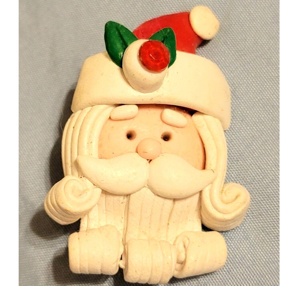Vintage Santa Claus Brooch Pin, Holiday Festive 2" Saint Nick Whimsical h-20